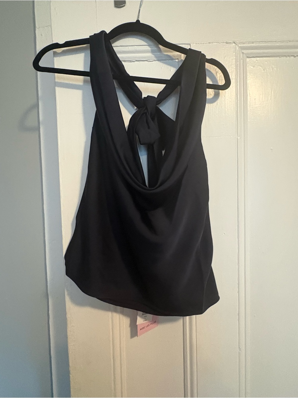 Avec Les Filles Navy Blue Cowl Neck Tie-Back Camisole